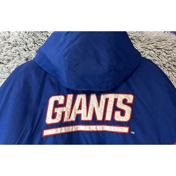 STARTER‎ 90's GIANTS Pullover Hooded Jacket Quilted Large NFL Pro Line Football